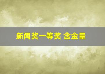 新闻奖一等奖 含金量